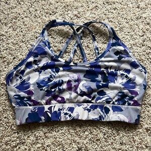 Laundry By Shelli Segal Blue and Purple Sports Bra with Strappy Back